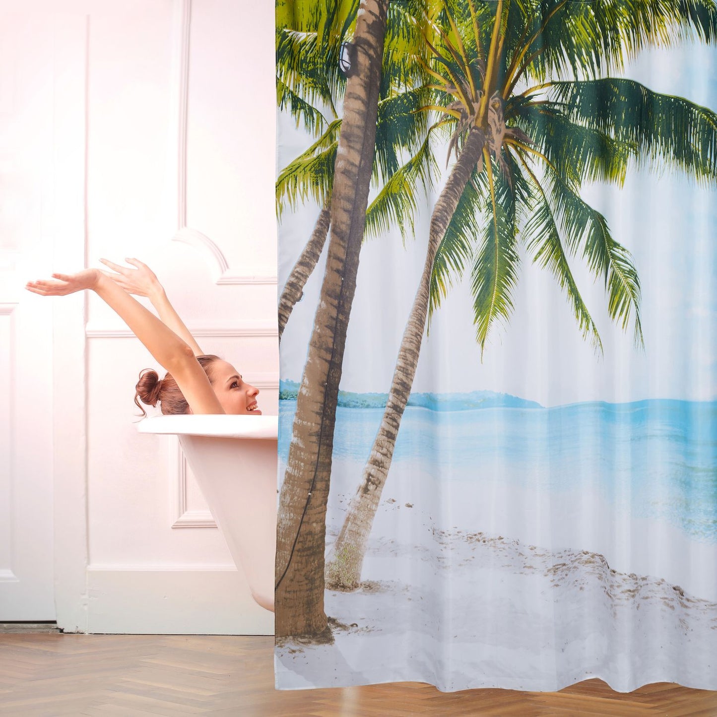 Shower curtain beach motif 180 x 180 cm