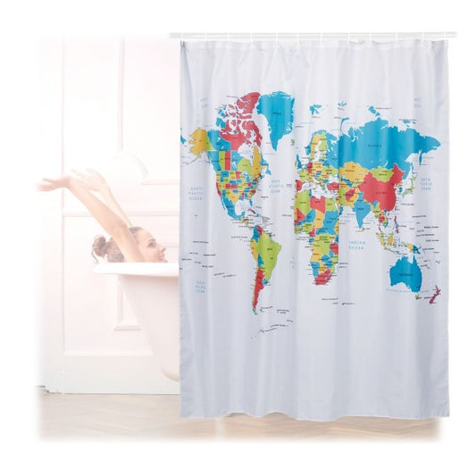 Shower curtain world map 180x180 cm