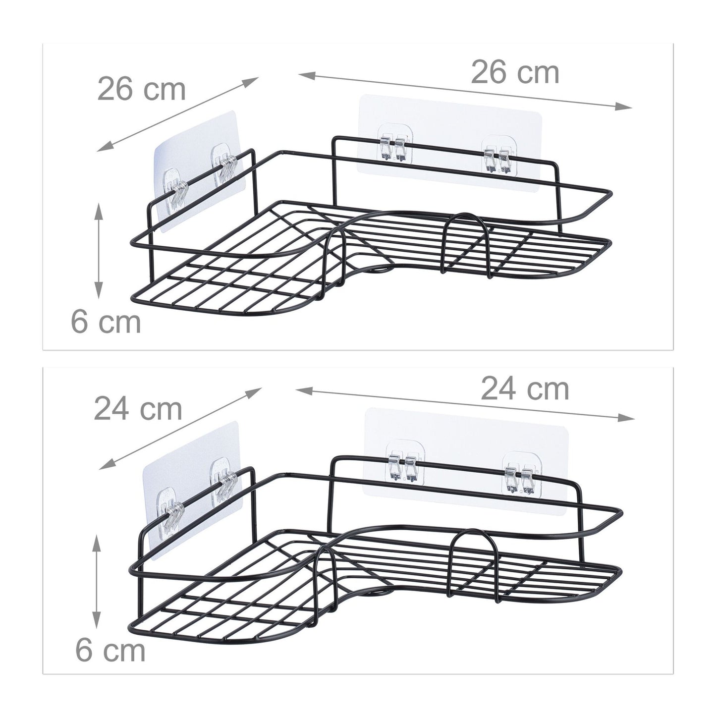 Shower tray without drilling, set of 2