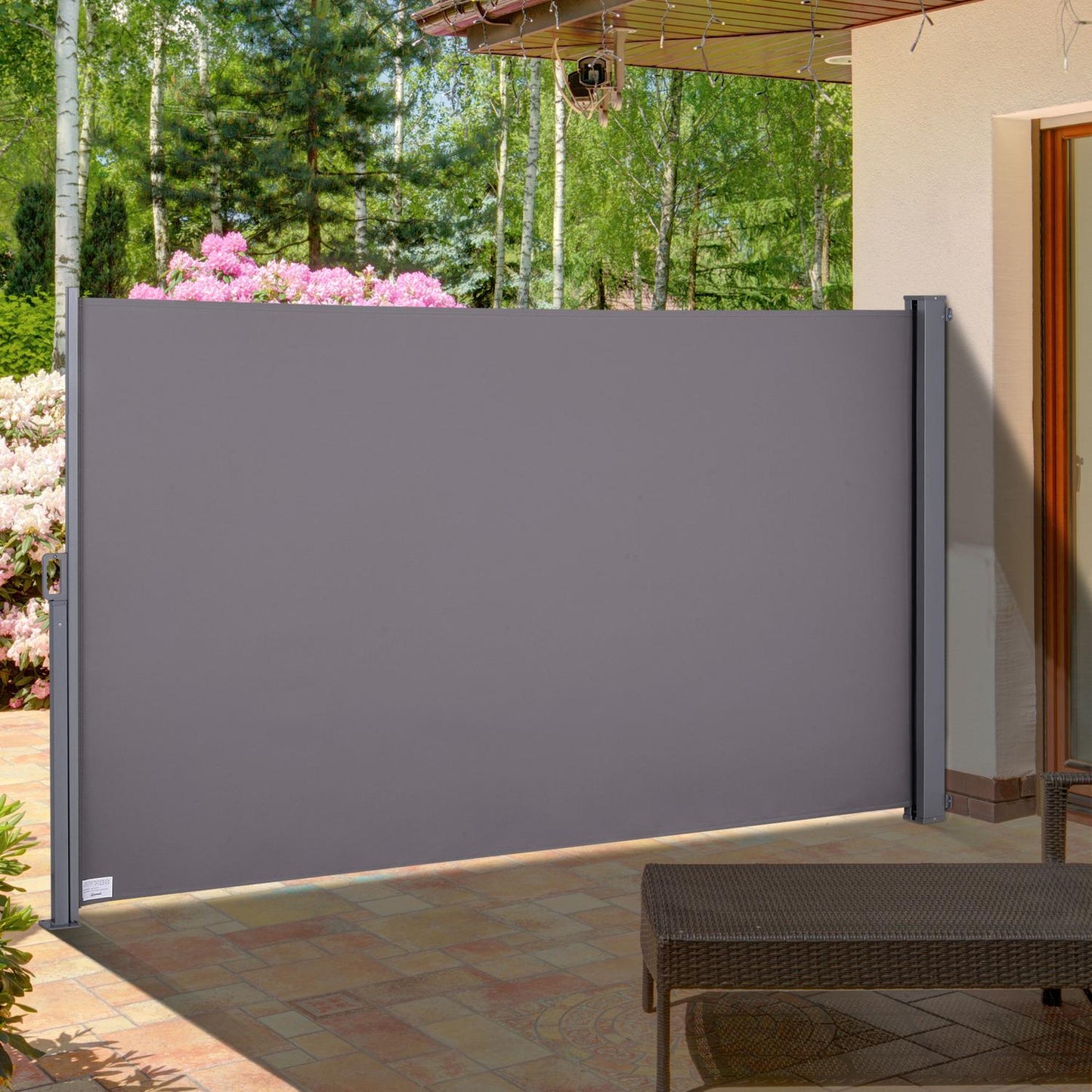 Gray polyester side awning curtain, 300x200cm Privacy & sun protection