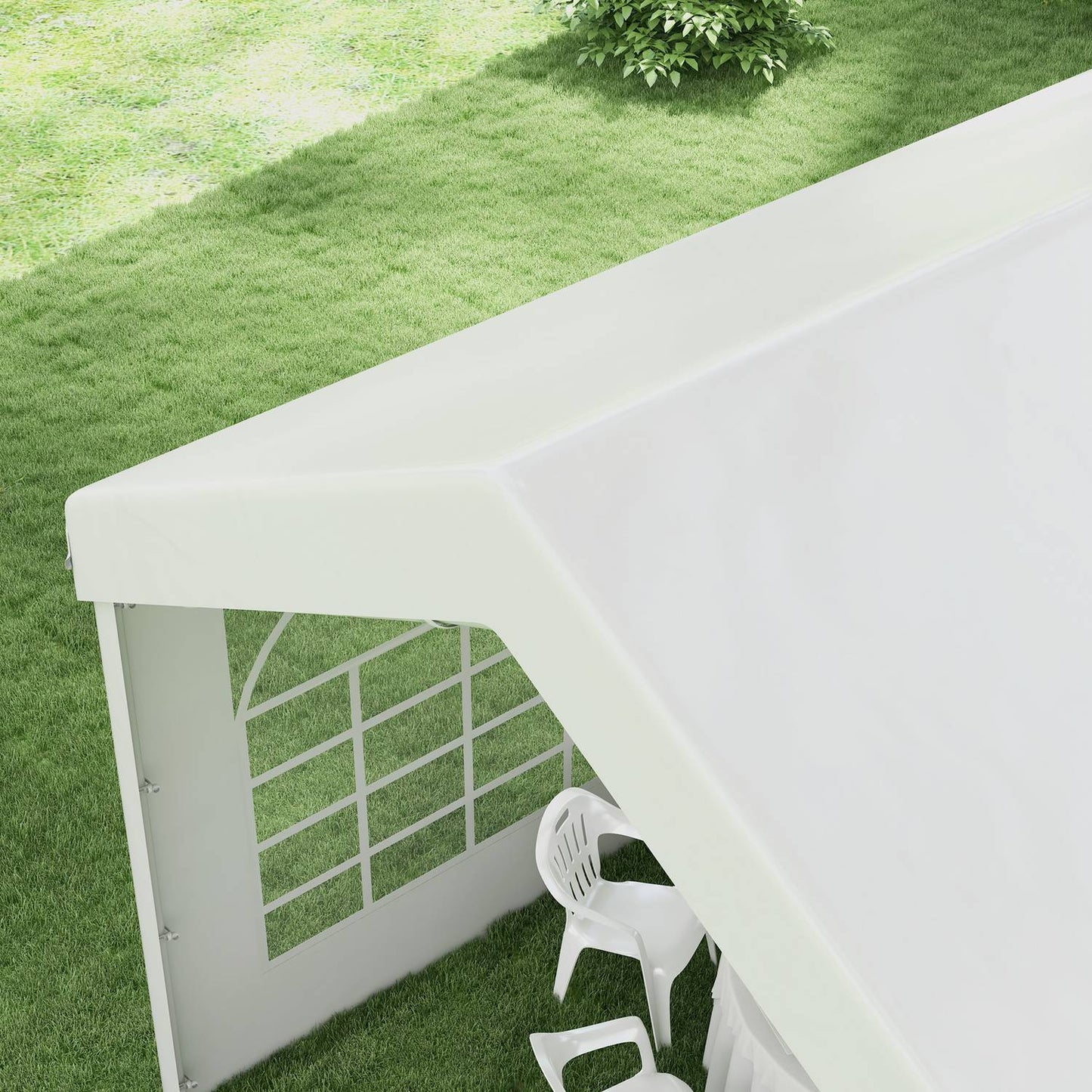 Pavilion side panel with window, 6x2m Waterproof White