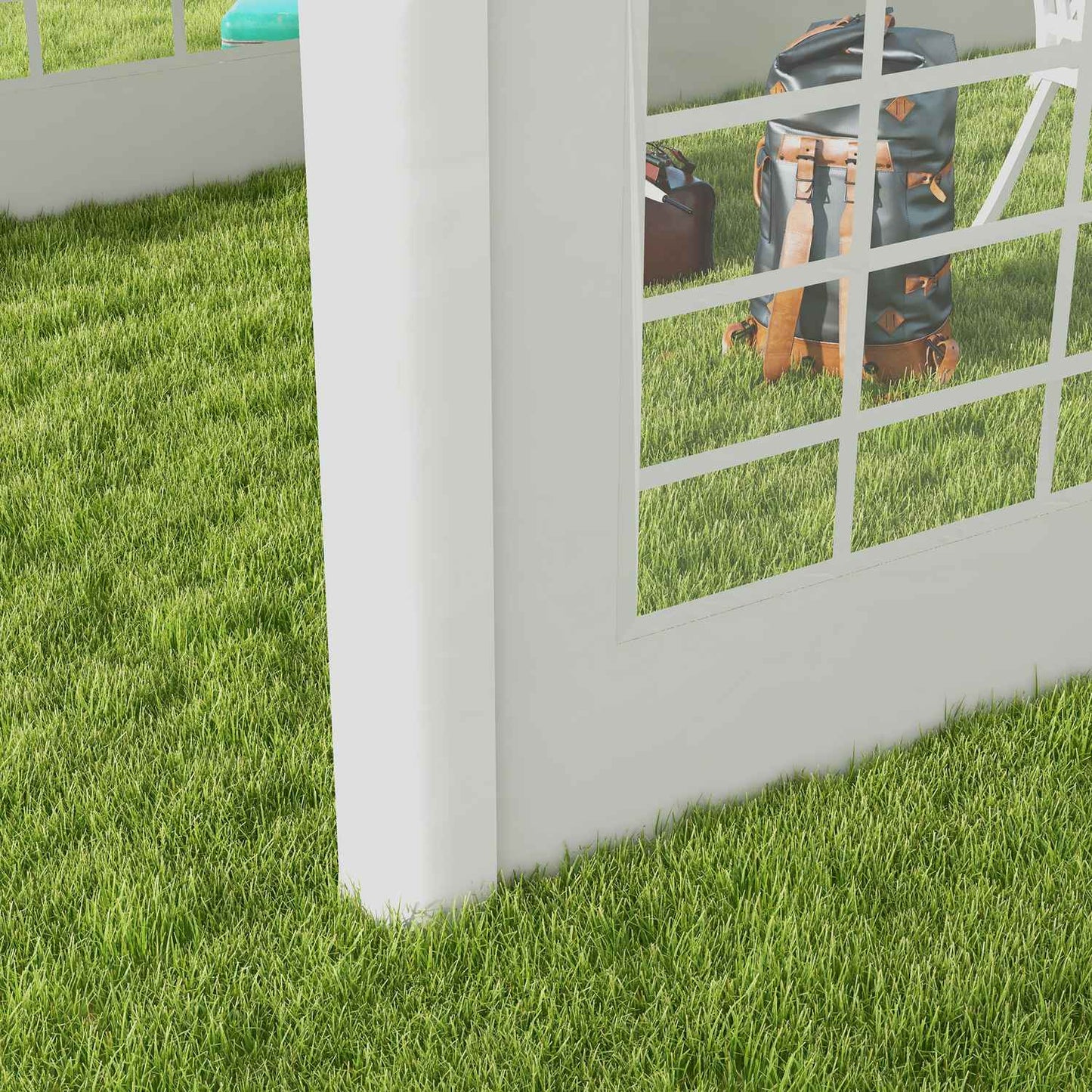 Pavilion side panel with window, 6x2m Waterproof White