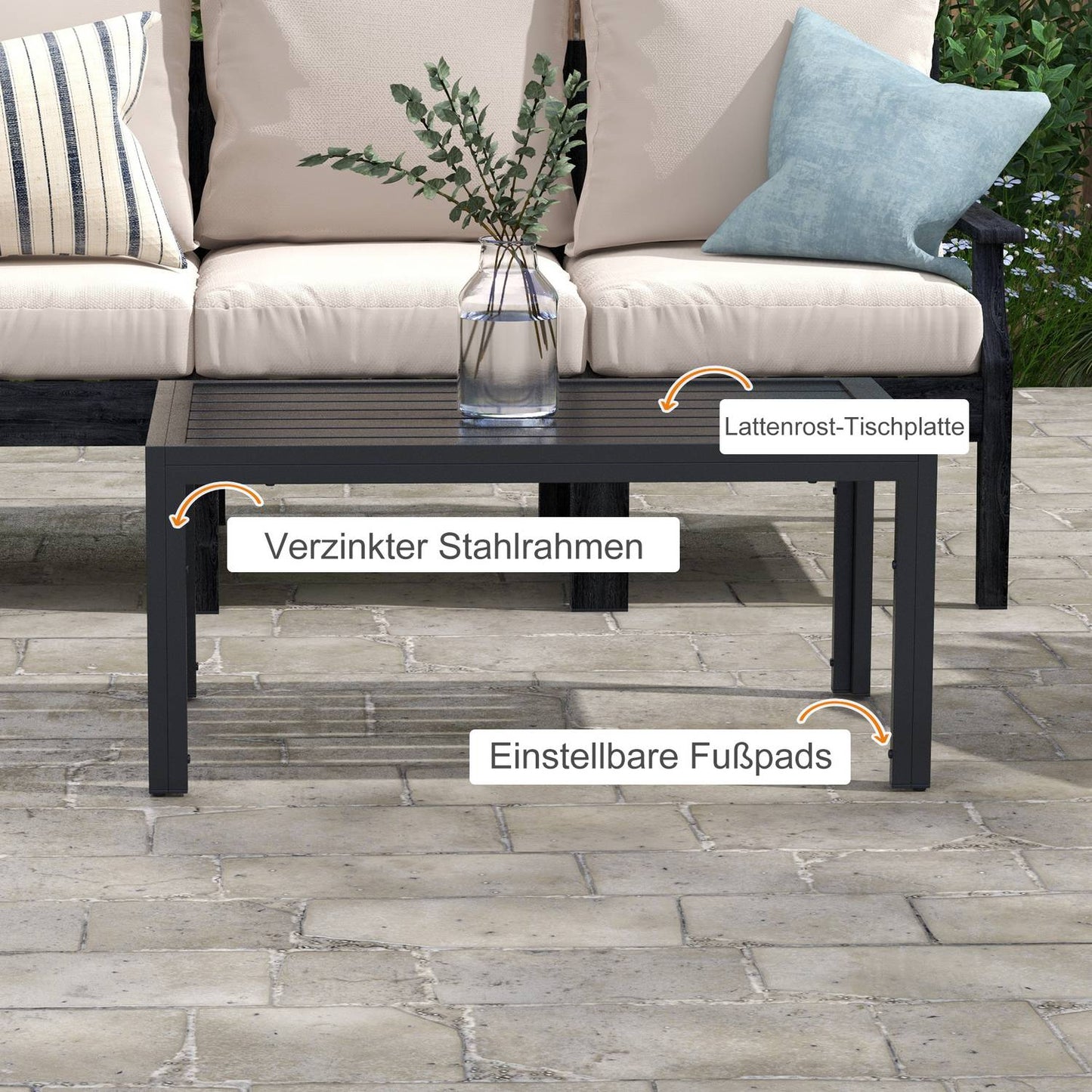 Rectangular outdoor table in steel - weatherproof, easy to maintain