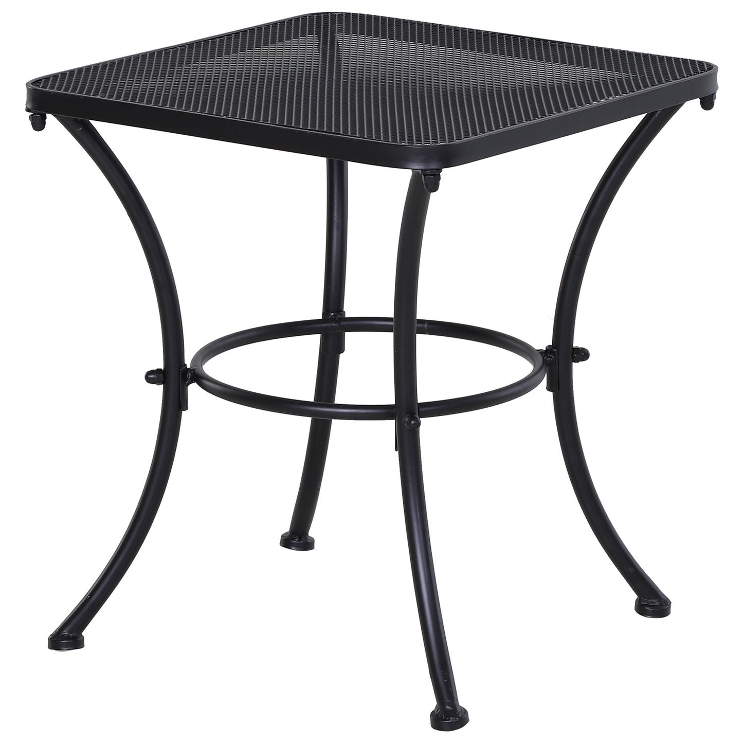 Black metal side table for patio, 45x45x50 cm