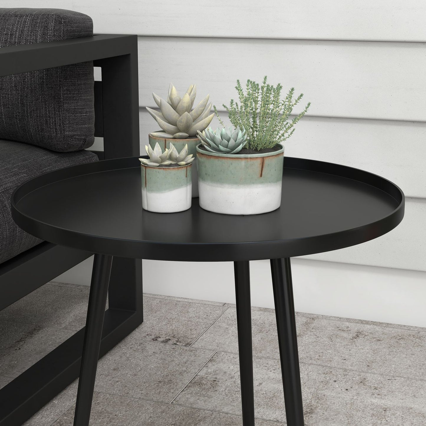 Garden table in black steel - 40 x 40 x 50 cm