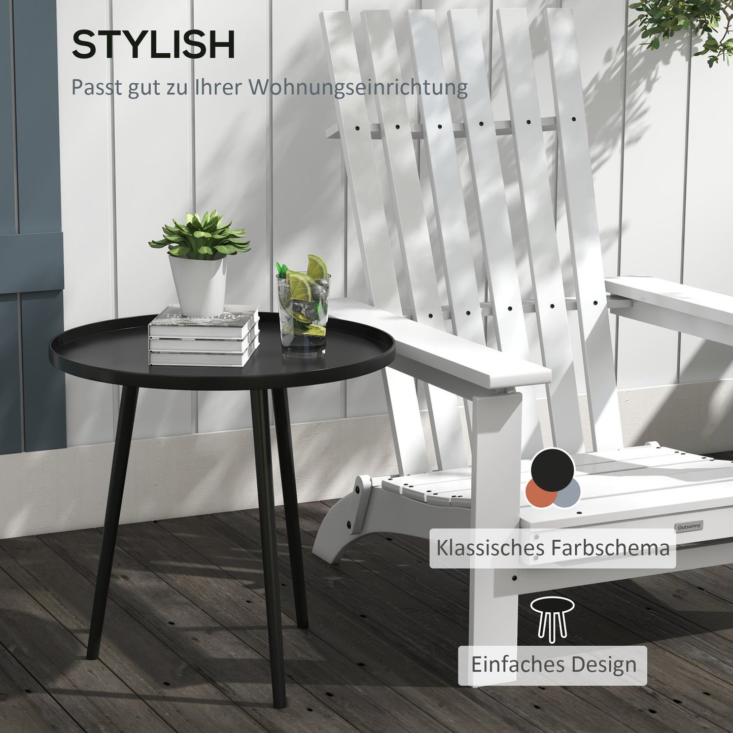 Garden table in black steel - 40 x 40 x 50 cm