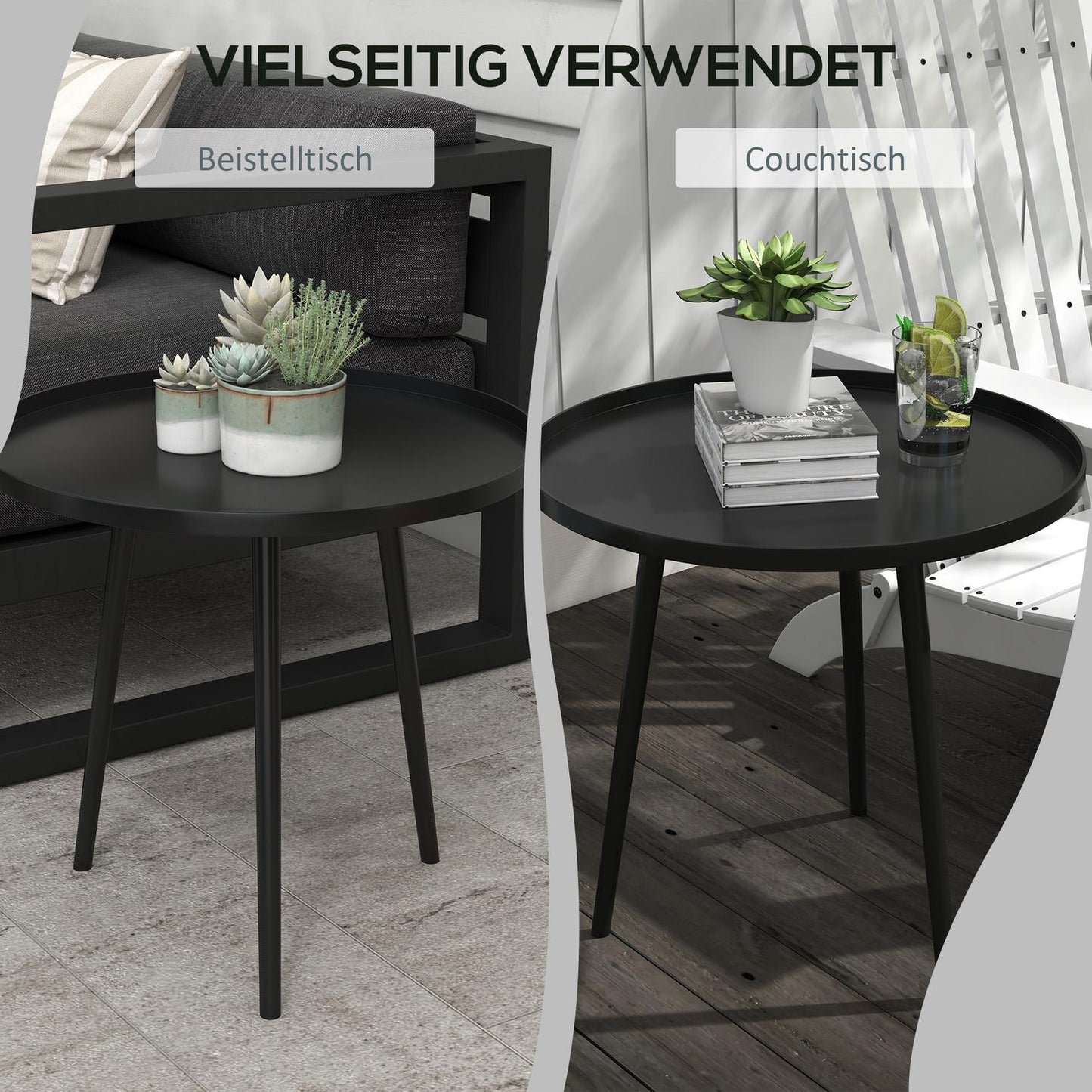 Garden table in black steel - 40 x 40 x 50 cm