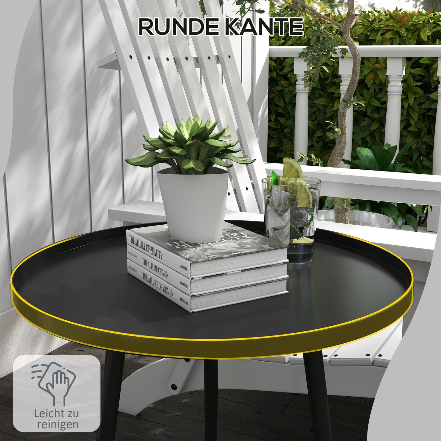 Garden table in black steel - 40 x 40 x 50 cm