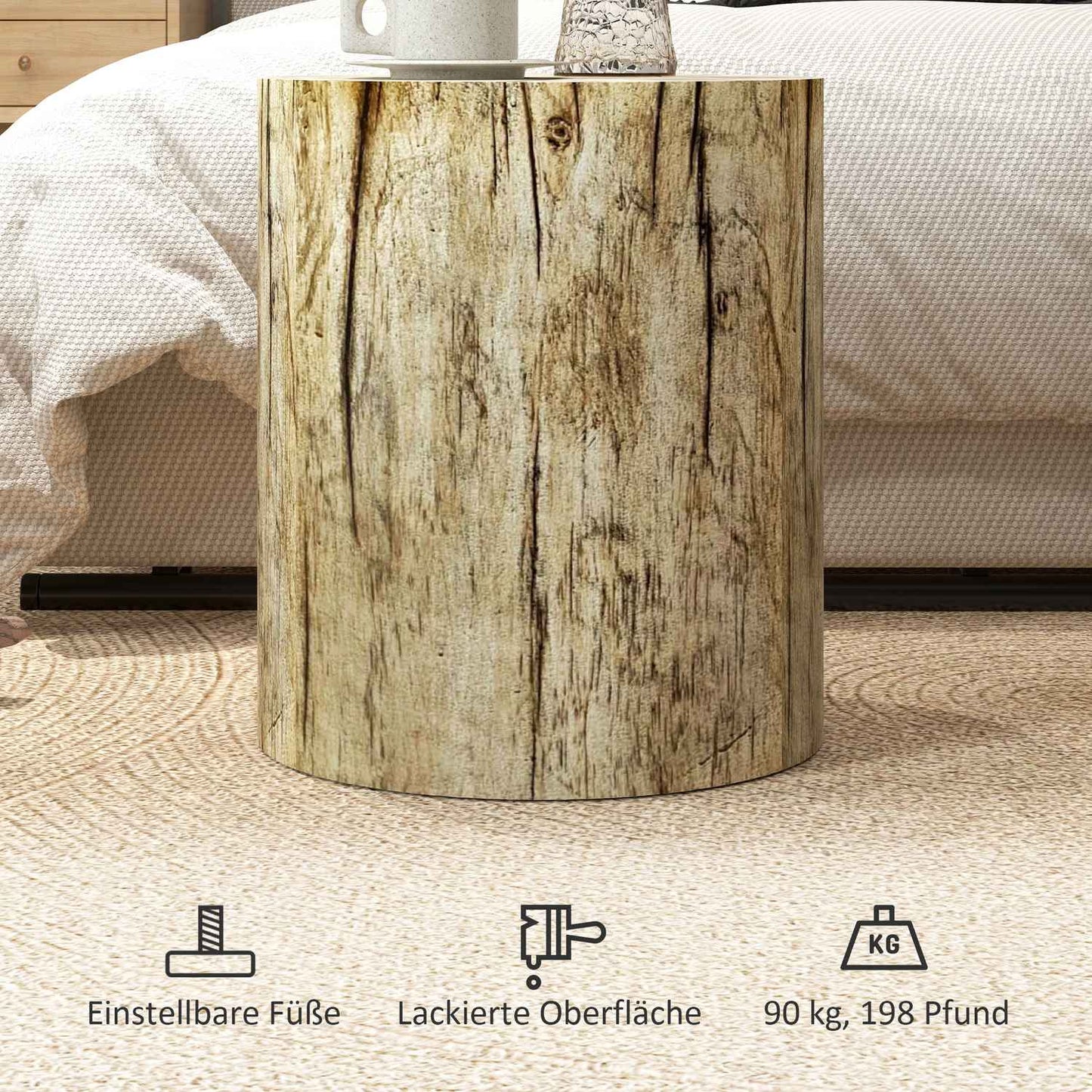 Round Tree Stump Coffee Table, Natural wood, Ø37 x 43 cm