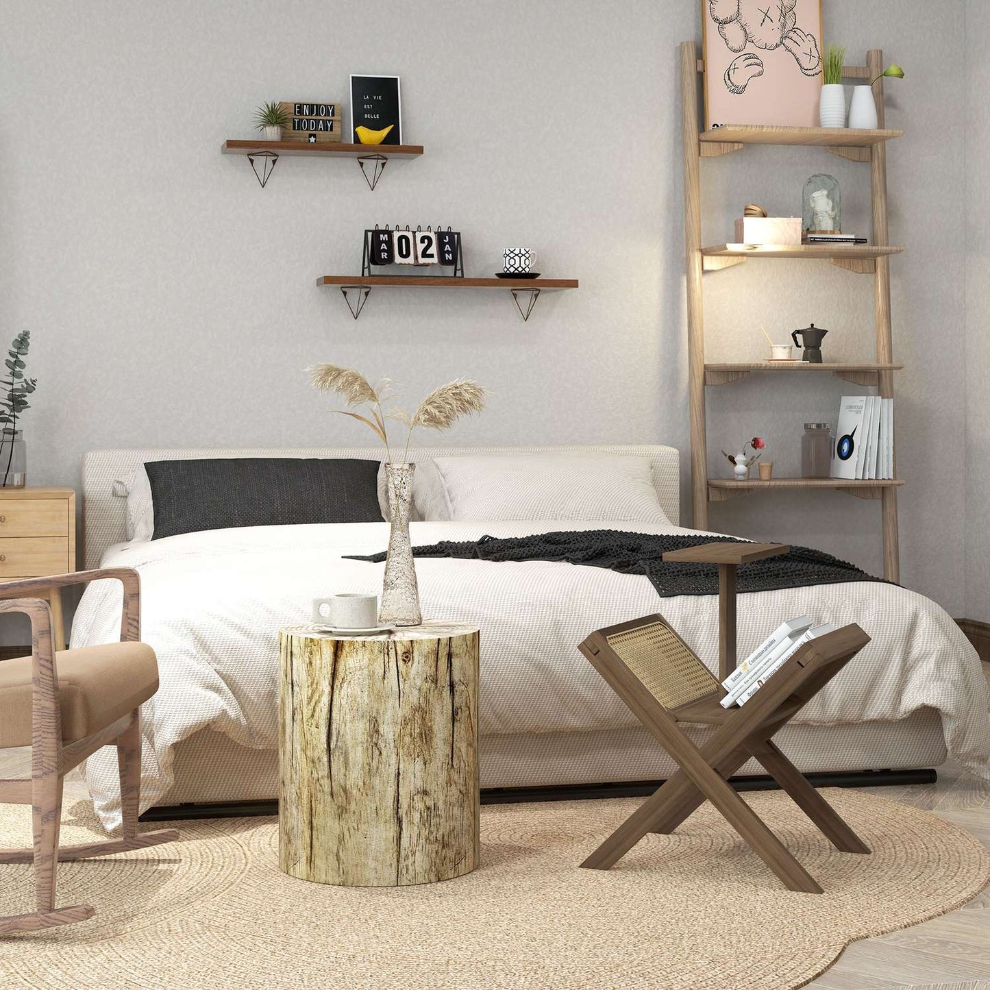 Round Tree Stump Coffee Table, Natural wood, Ø37 x 43 cm