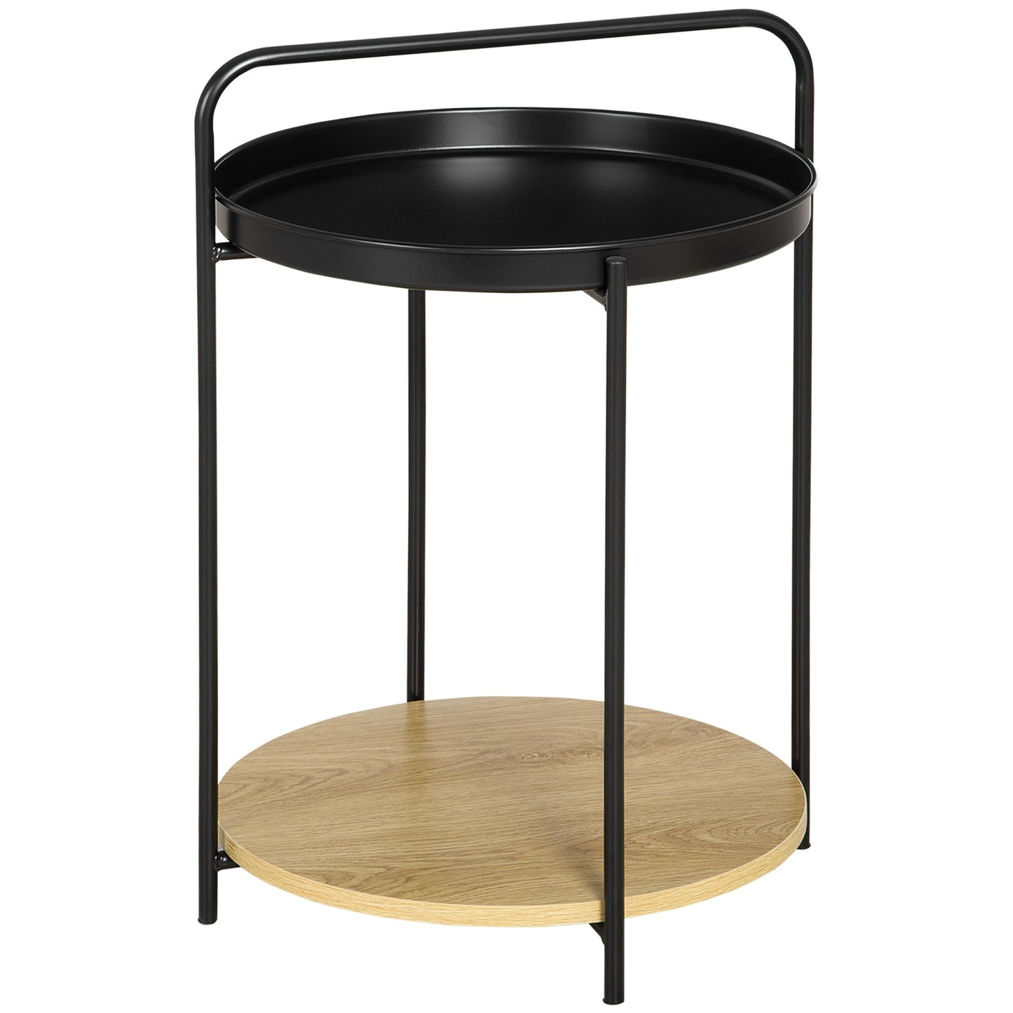 Industrial side table with handle & 2 removable trays