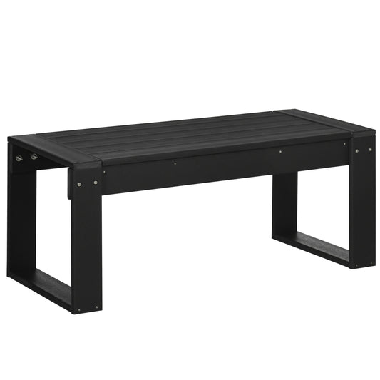 Rectangular outdoor side table, wood look HDPE, black 95x42x40Cm