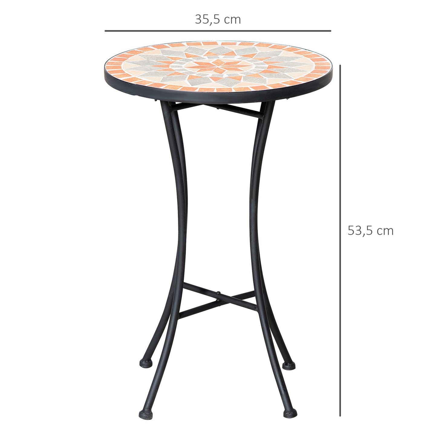 Round weatherproof garden table - 35.5 cm, Yellow/Grey
