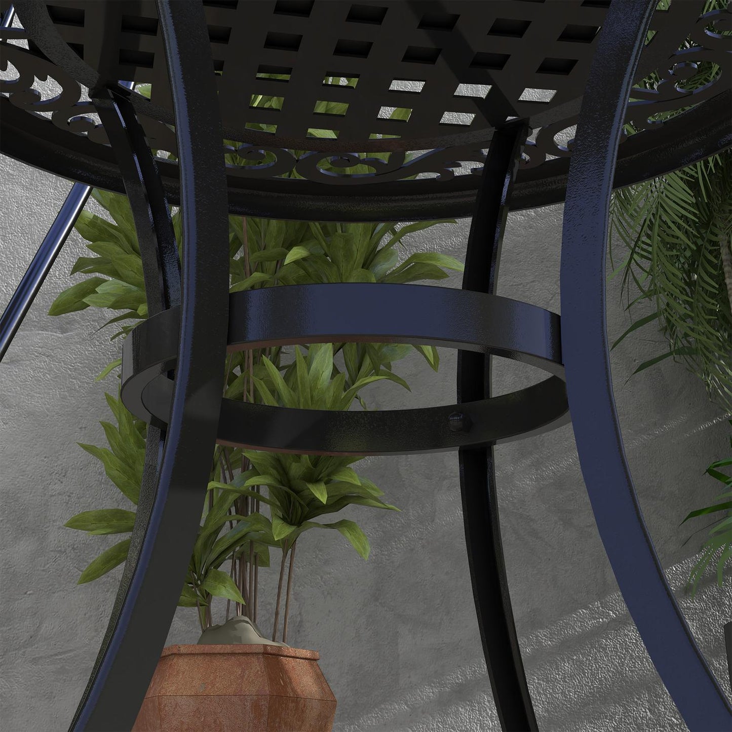 Patio table in black aluminium, 60x60x53 cm, 50 kg capacity