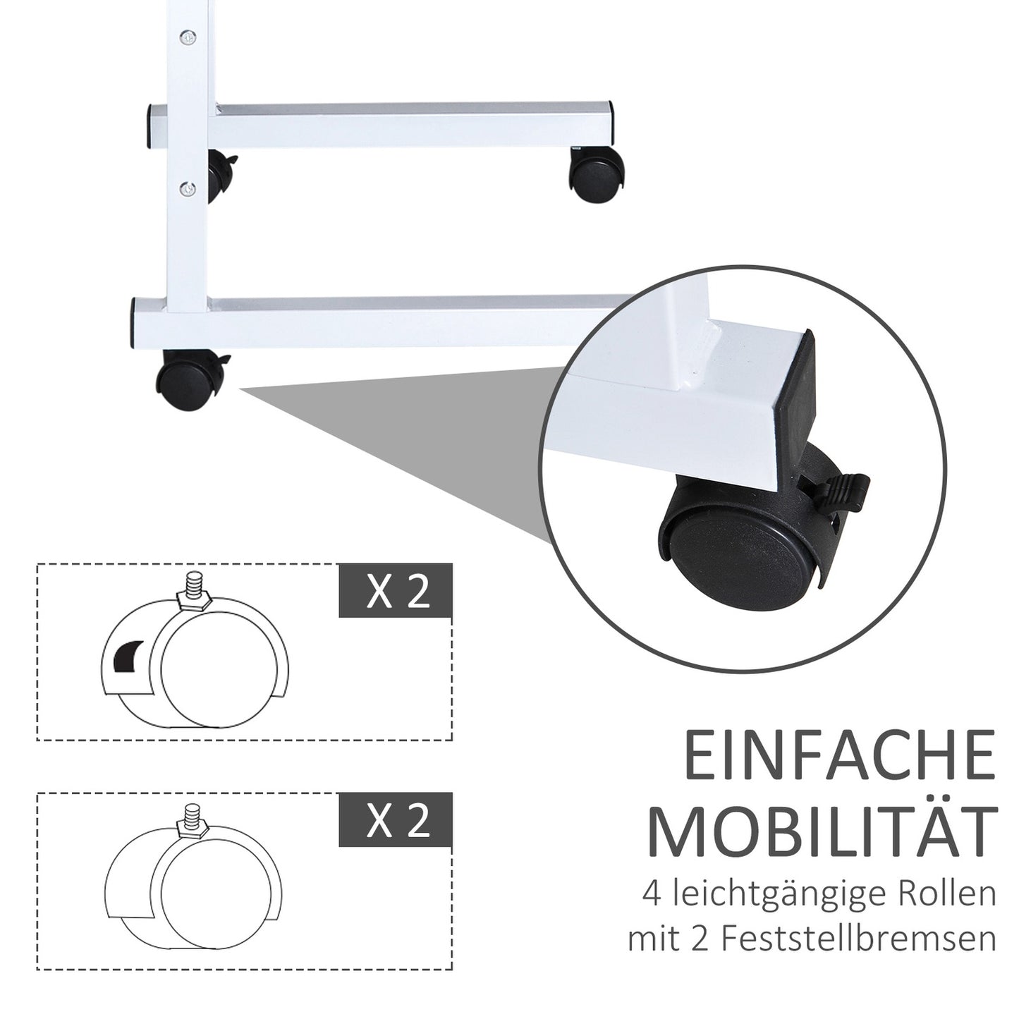 Adjustable side table with wheels - Multicolor chipboard
