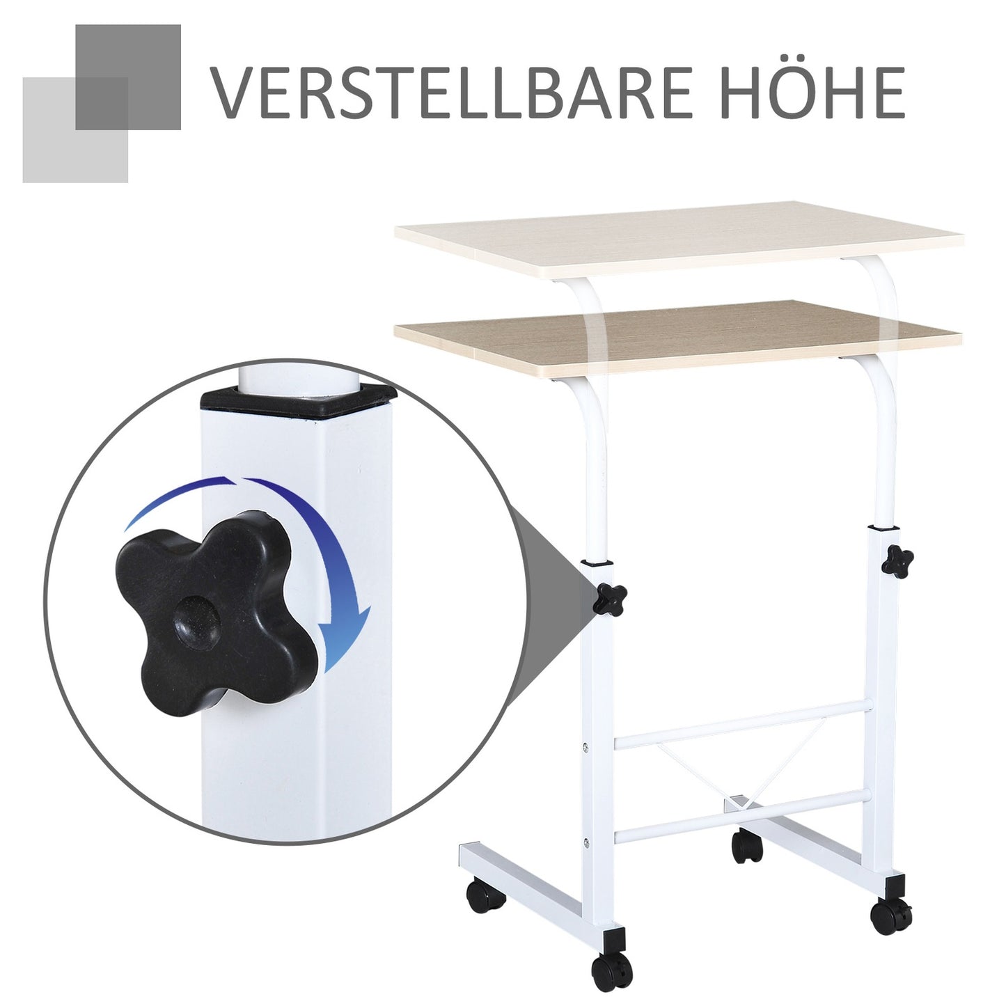 Adjustable side table with wheels - Multicolor chipboard