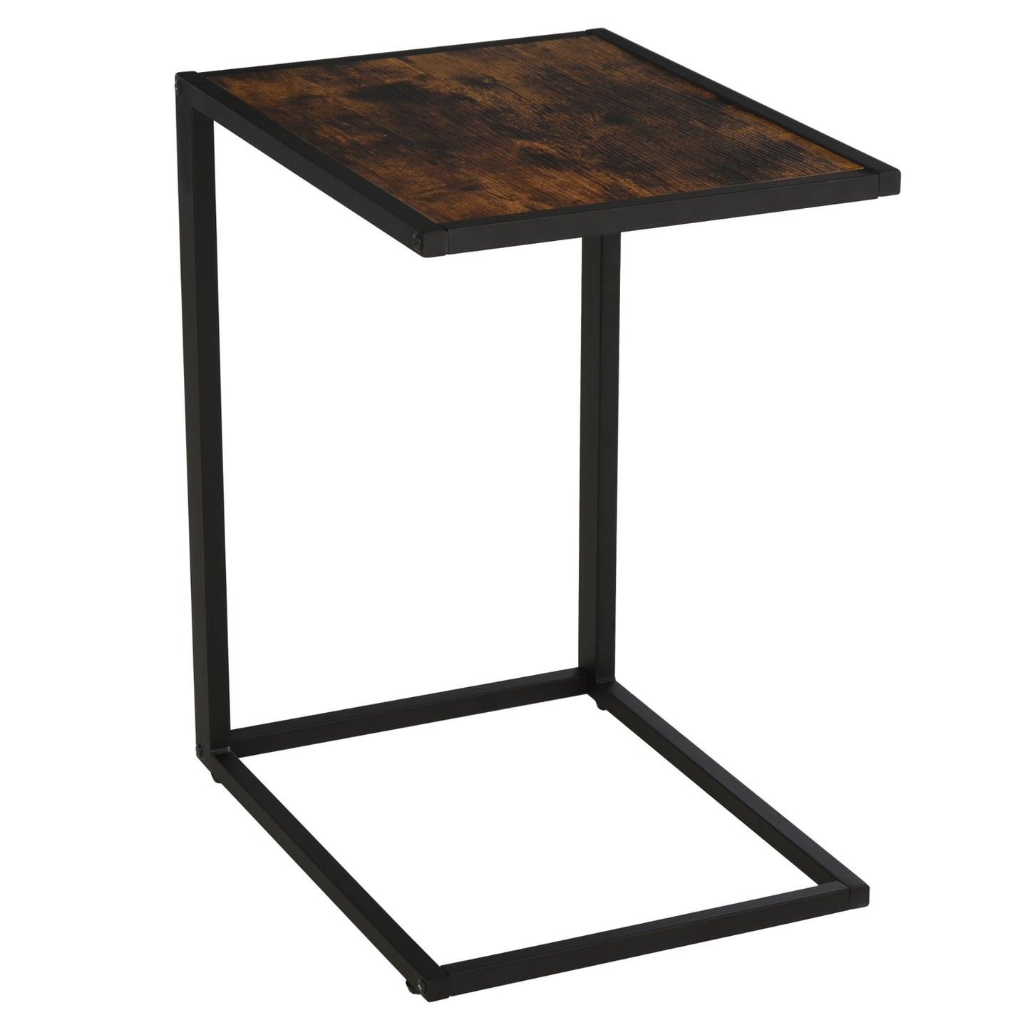 C-shaped side table, metal MDF, Rustic brown, 41x51x64 cm