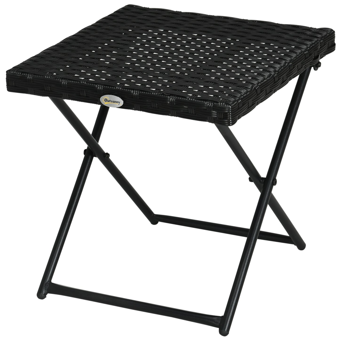Folding side table in poly rattan - Black, 40 x 40 cm