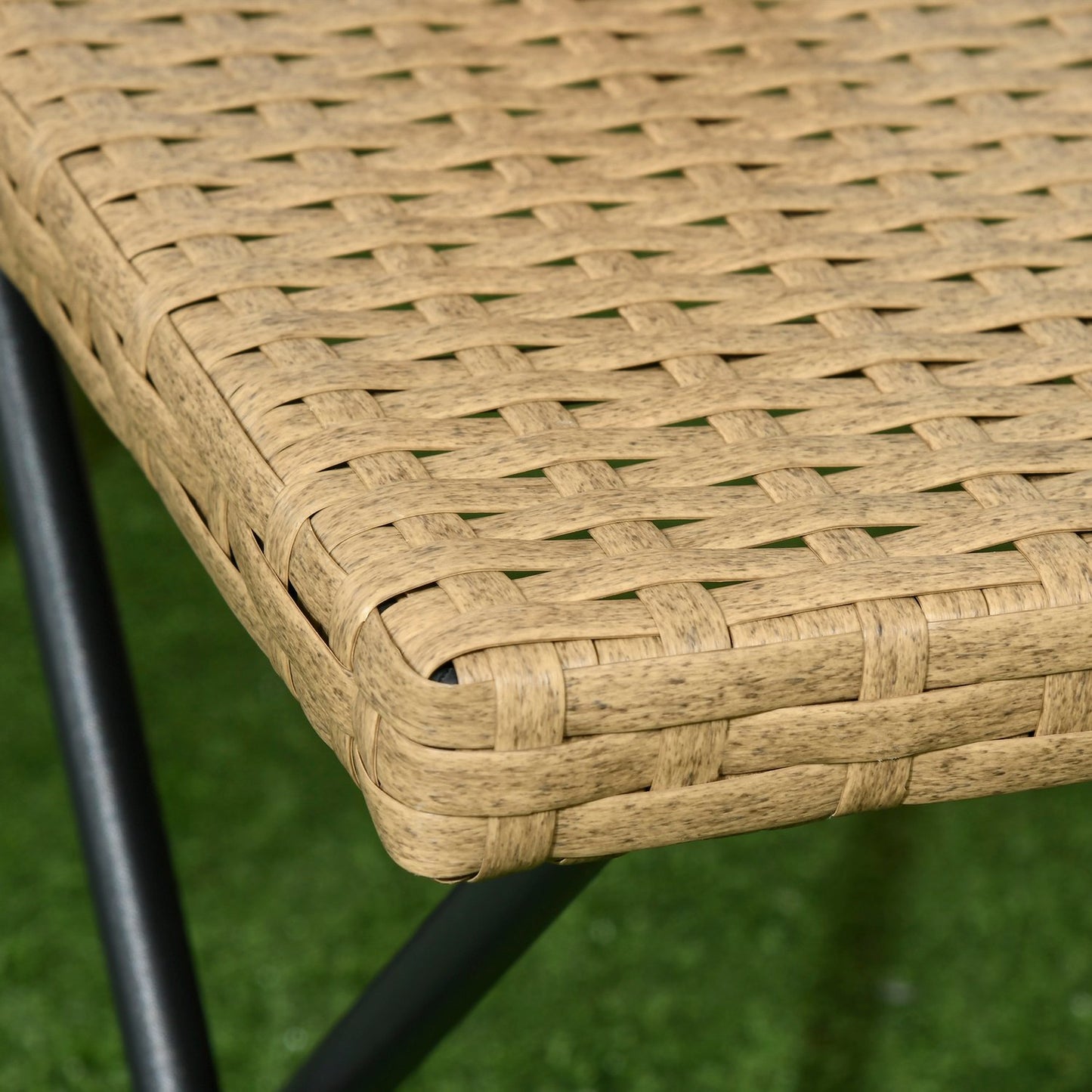 Folding garden side table in polyrattan, metal, 40x40x40cm