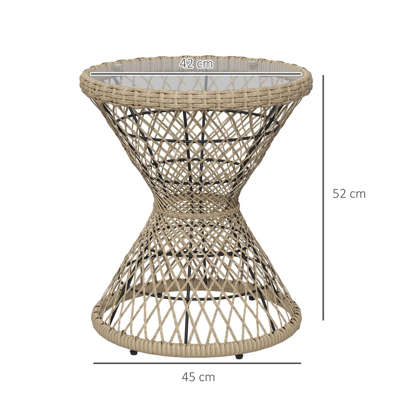 Rattan side table with UV protection, 45x45cm Boho Design