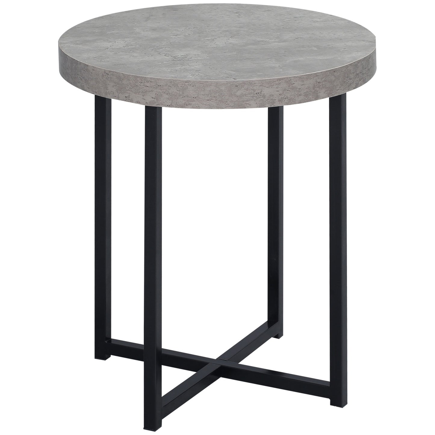 Round side table in concrete look with open shelf, gray MDF