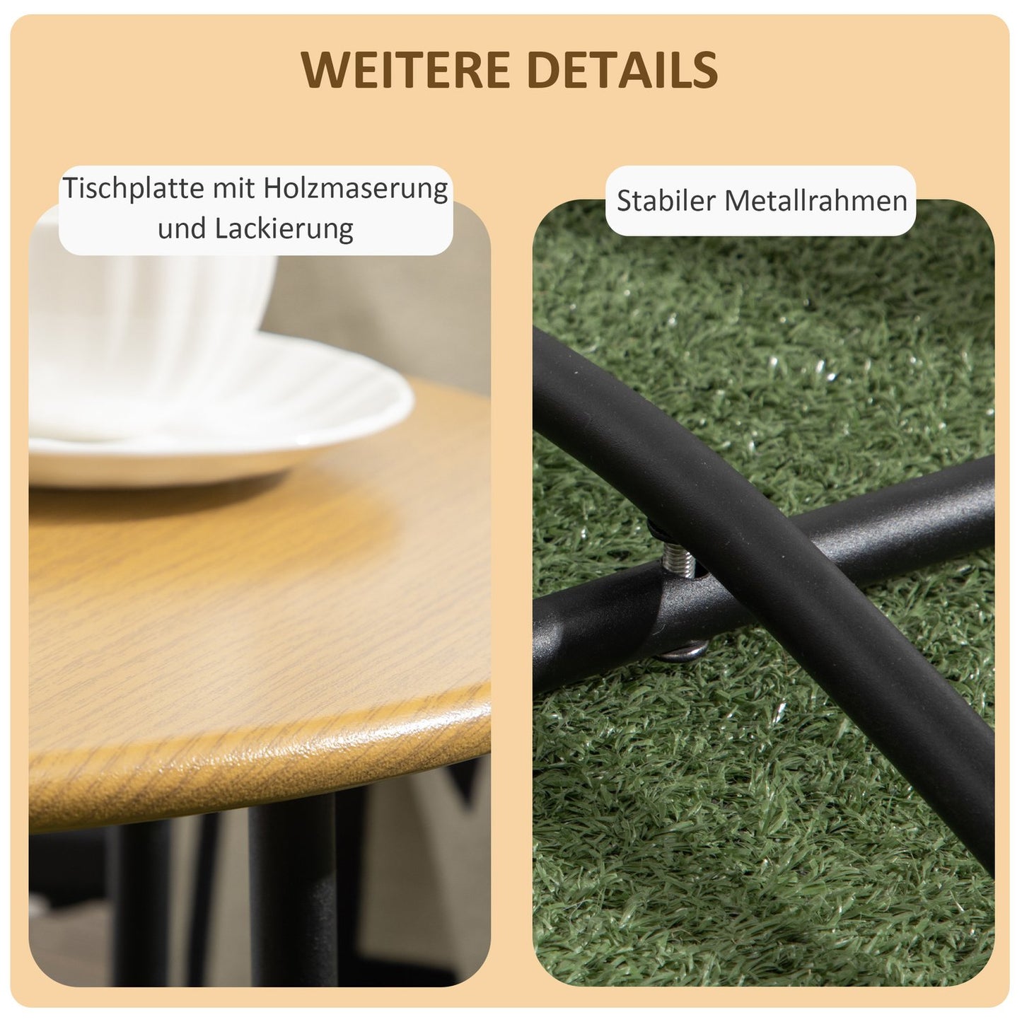 Round side table in wood look - steel plate, 48x48x51cm