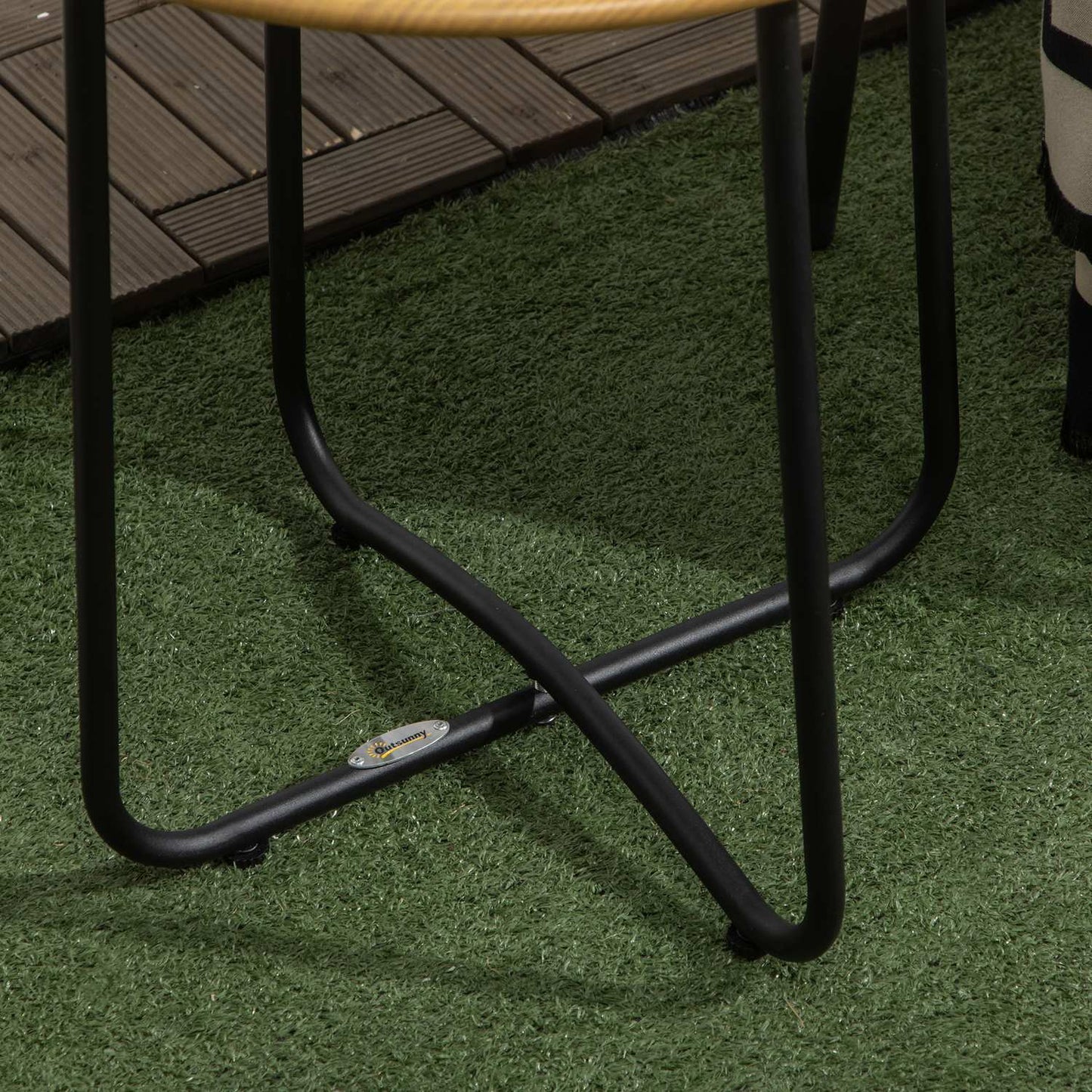 Round side table in wood look - steel plate, 48x48x51cm