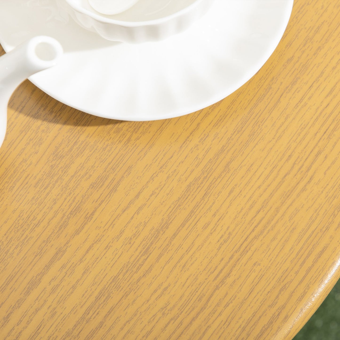 Round side table in wood look - steel plate, 48x48x51cm