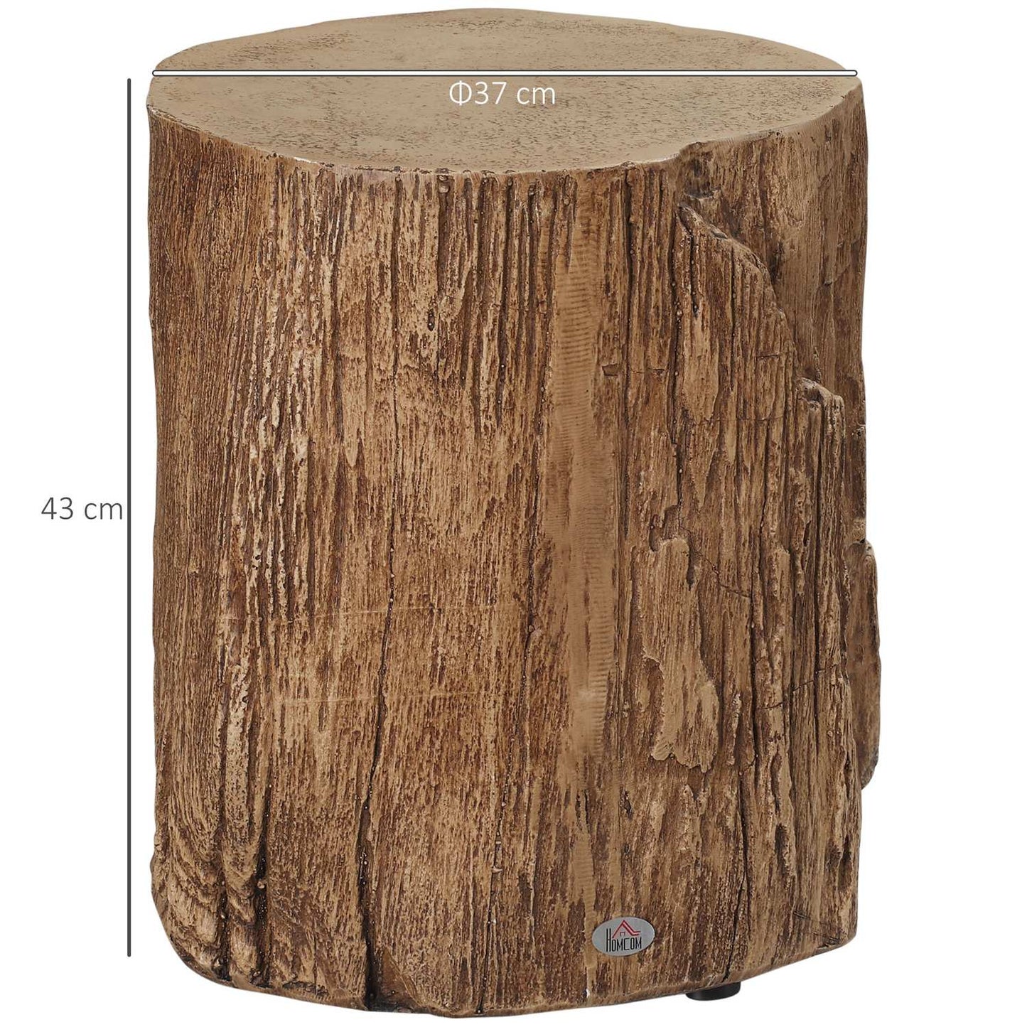 Tree stump side table, waterproof, 4 adjustable feet, 37x37x43 cm