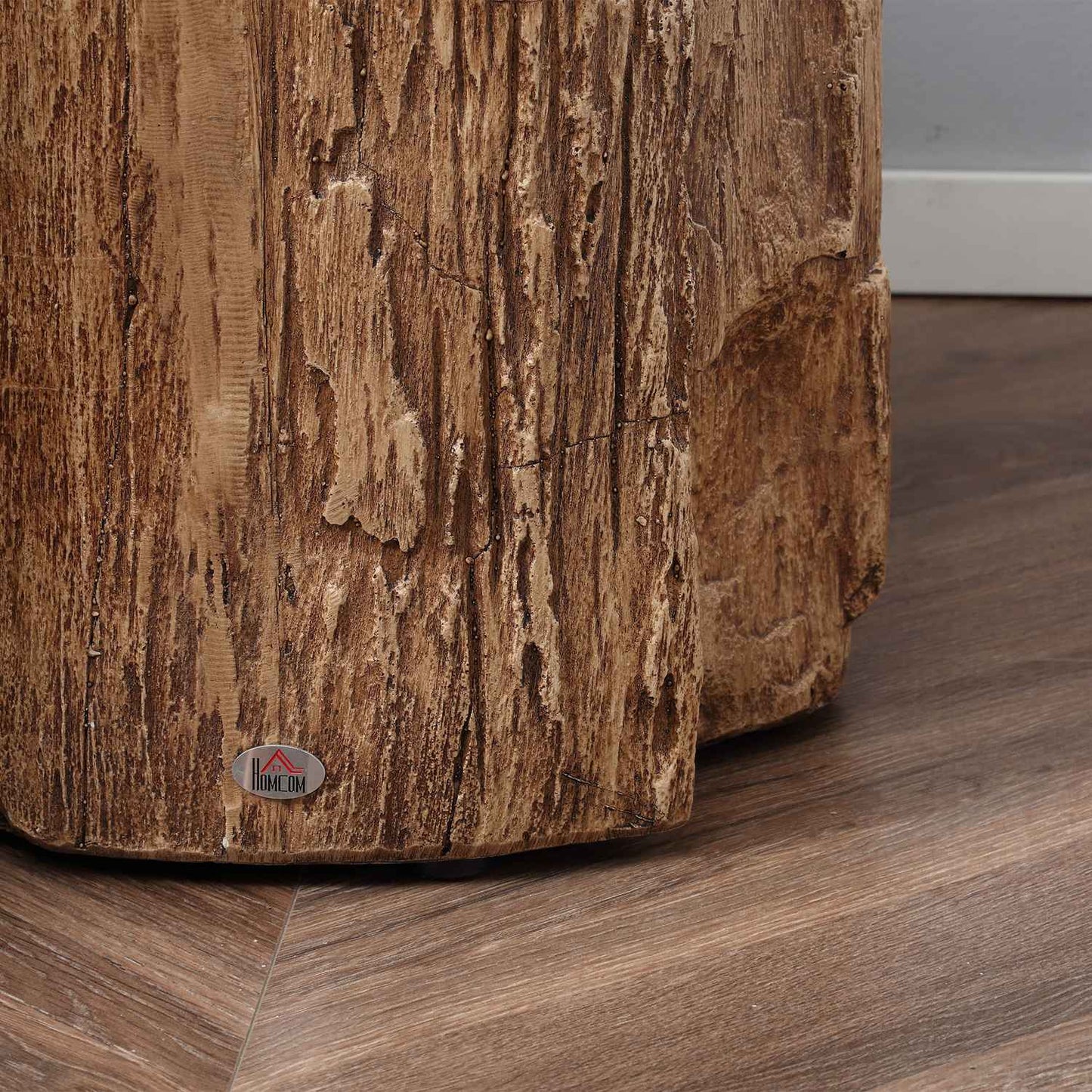 Tree stump side table, waterproof, 4 adjustable feet, 37x37x43 cm