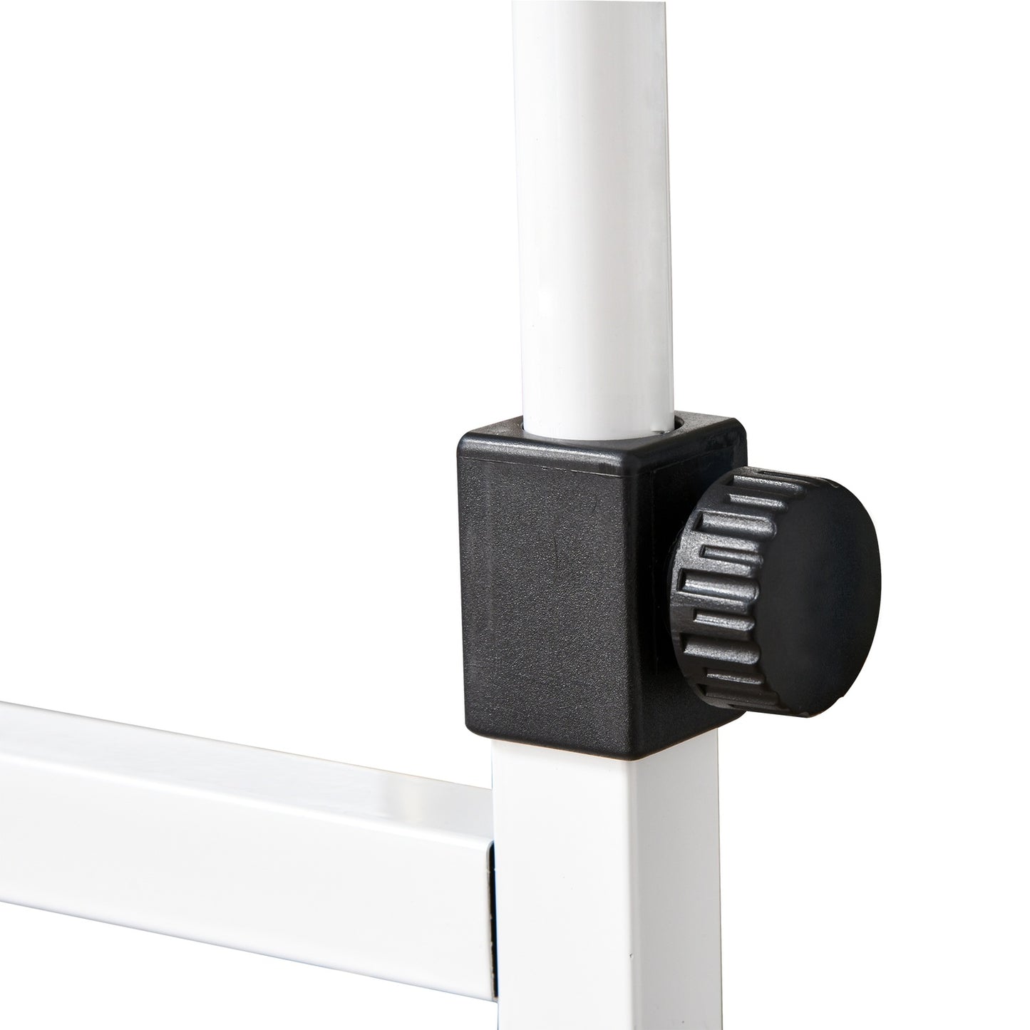 Height-adjustable side table with wheels, 2 shelves, white