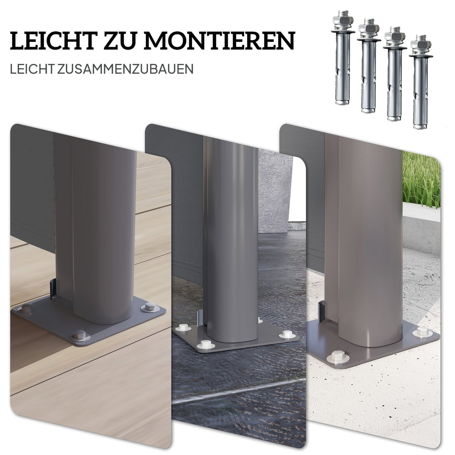 Dark gray extendable side awning, 300x140cm Privacy Screen