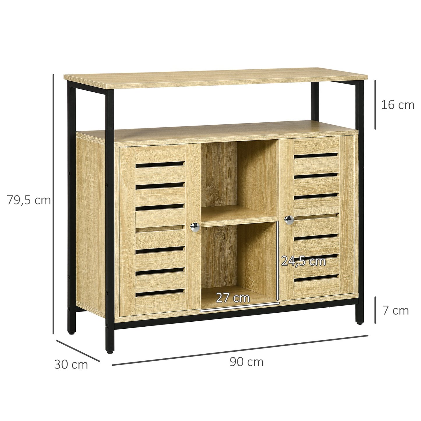 Sideboard, 2 doors & shelves, Steel frame