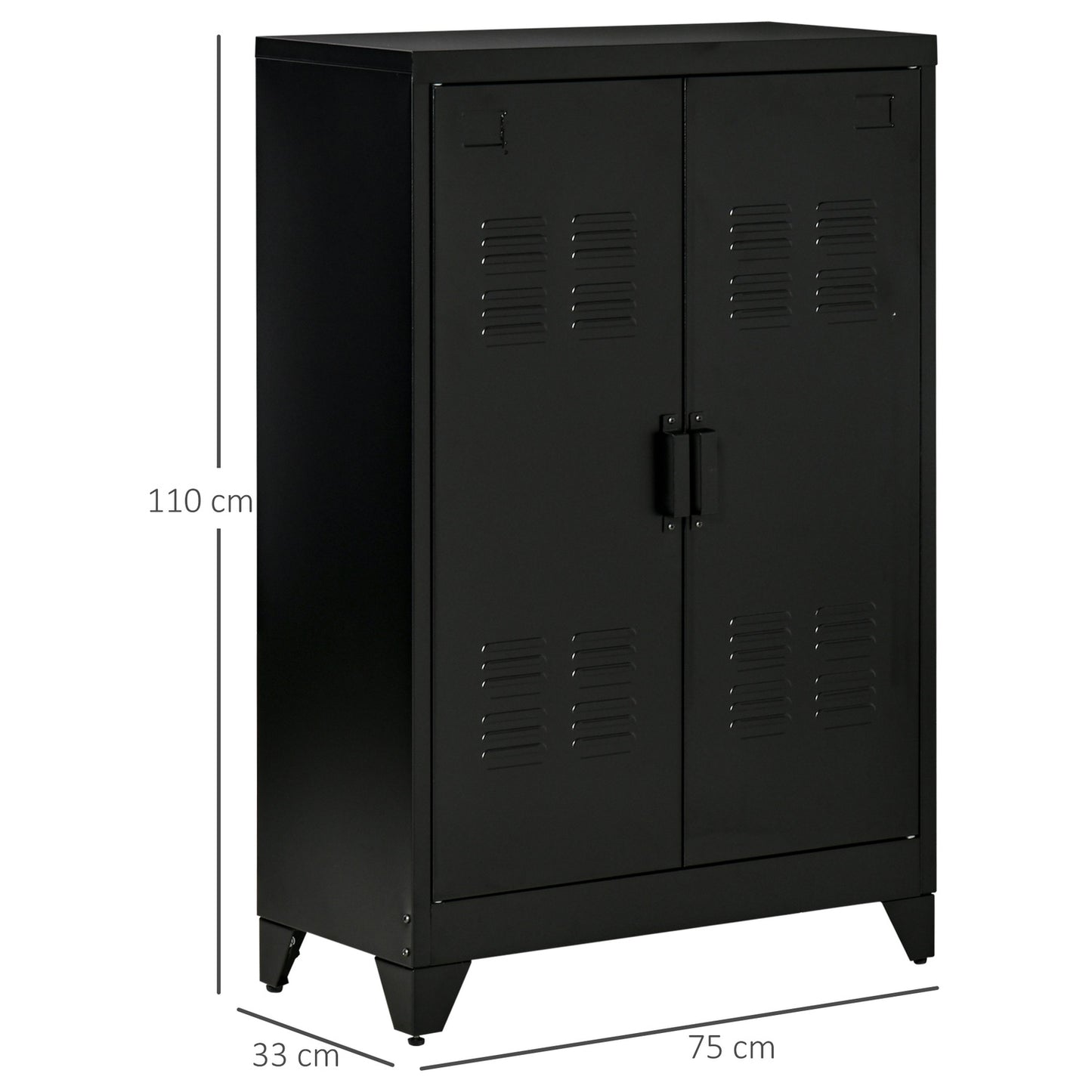 Black ribbed sideboards with shelves, 75x33x110 cm