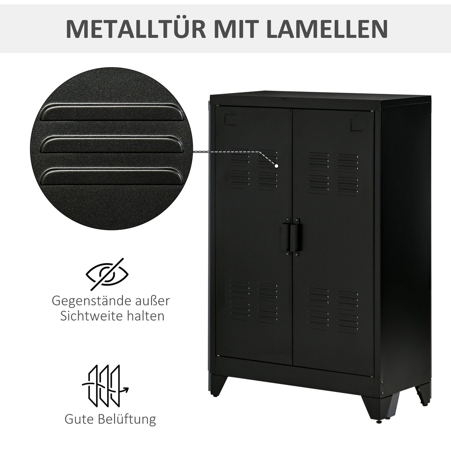 Black ribbed sideboards with shelves, 75x33x110 cm