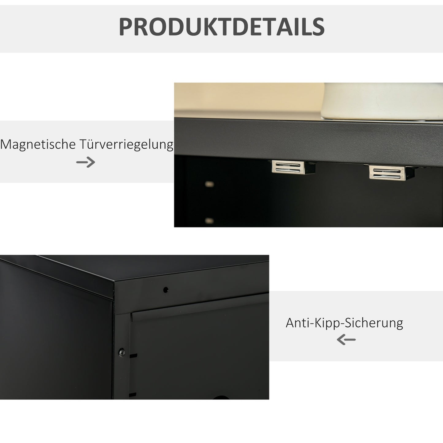 Black ribbed sideboards with shelves, 75x33x110 cm
