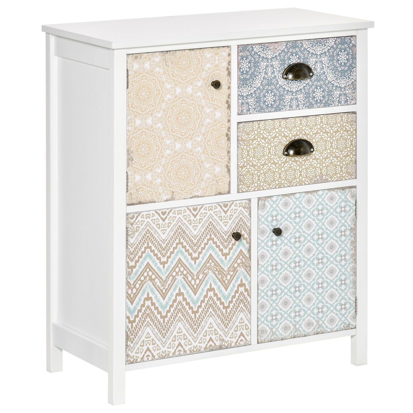 Colorful Shabby Chic wooden sideboard - 68x34x80 cm
