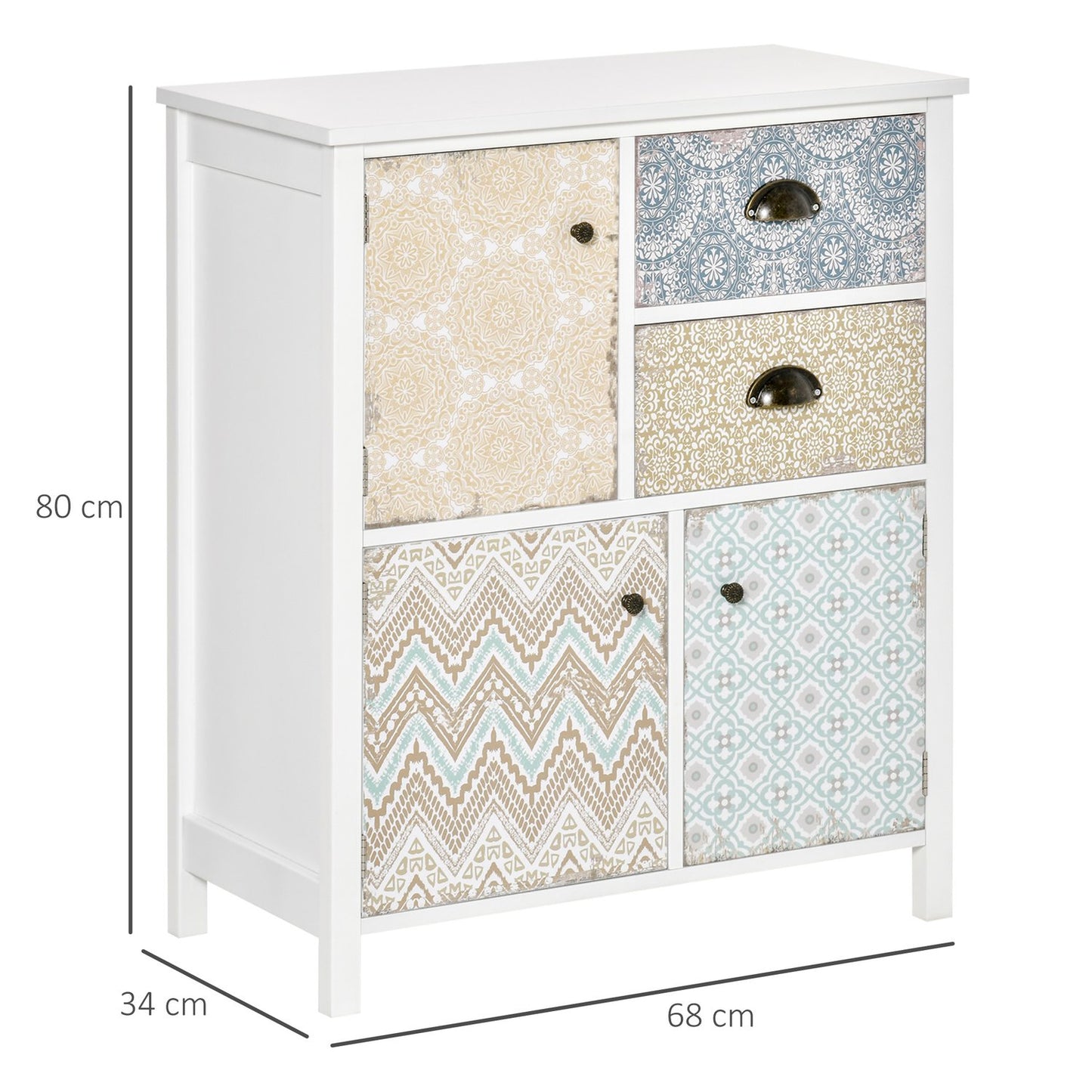 Colorful Shabby Chic wooden sideboard - 68x34x80 cm