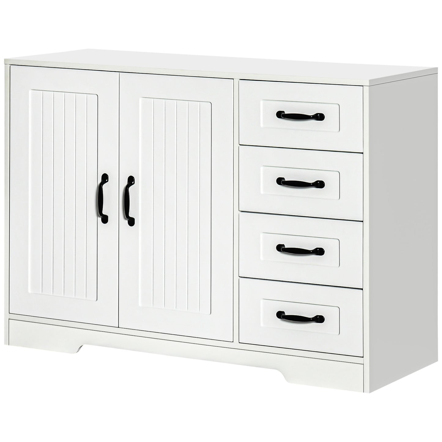 White sideboard - 4 drawers & adjustable shelf