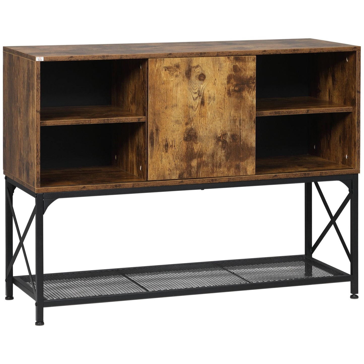 Rustic brown sideboard, 6 shelves, industrial design
