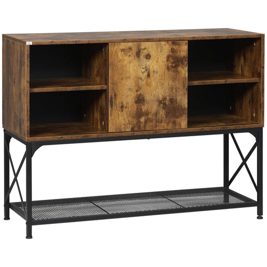 Rustic brown sideboard, 6 shelves, industrial design
