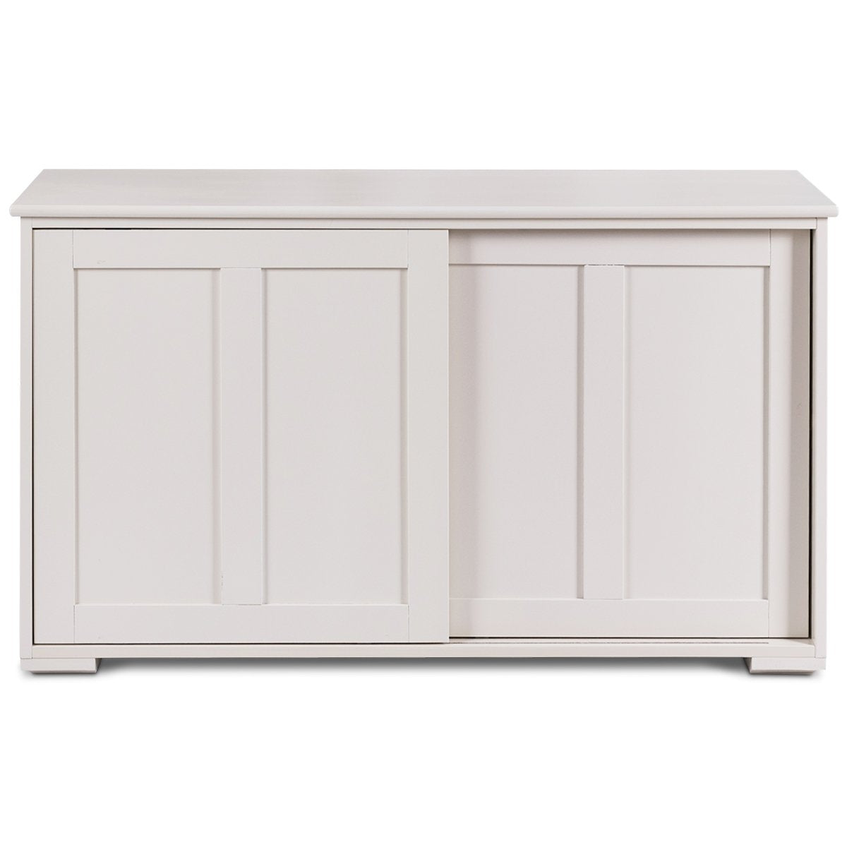 Sideboard kitchen cabinet side cabinet with sliding doors white/brown 106.5 x 33 x 60 cm-Beige