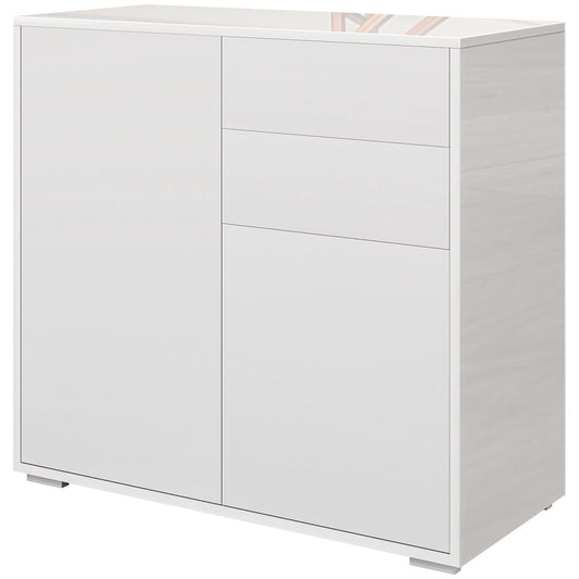 White storage sideboard - Adjustable shelf & drawer, 79x36x75 cm