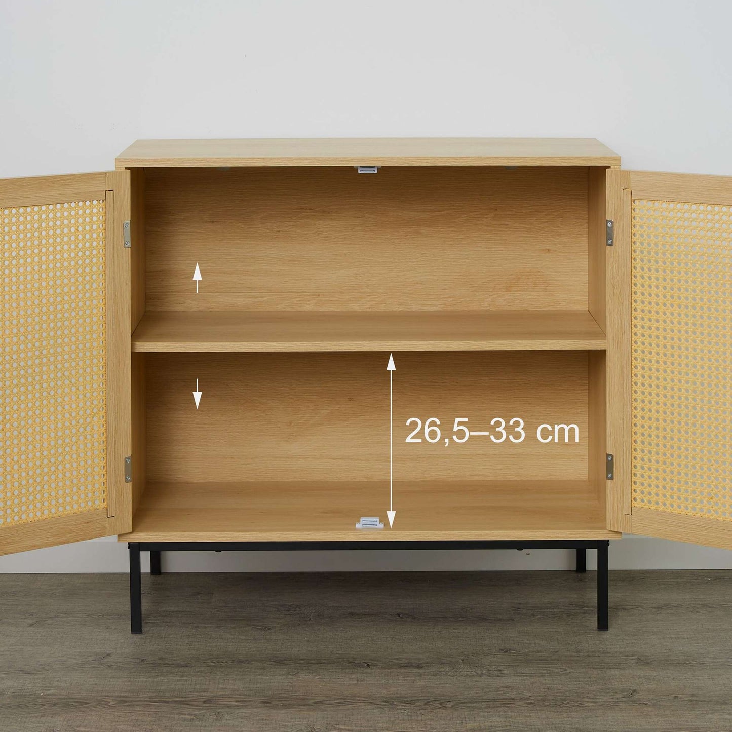 Sideboard with 2 rattan doors