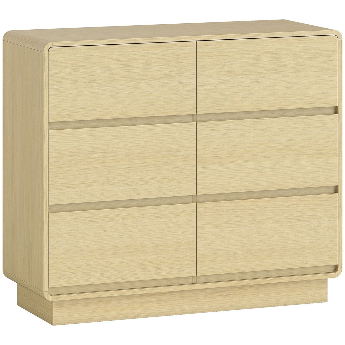 Sideboard with 6 Drawers, 100 cm, Natural Wood Finish