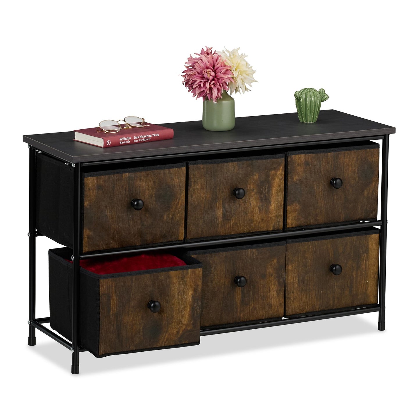 Sideboard with 6 Drawers – Metal Frame, Fabric Storage