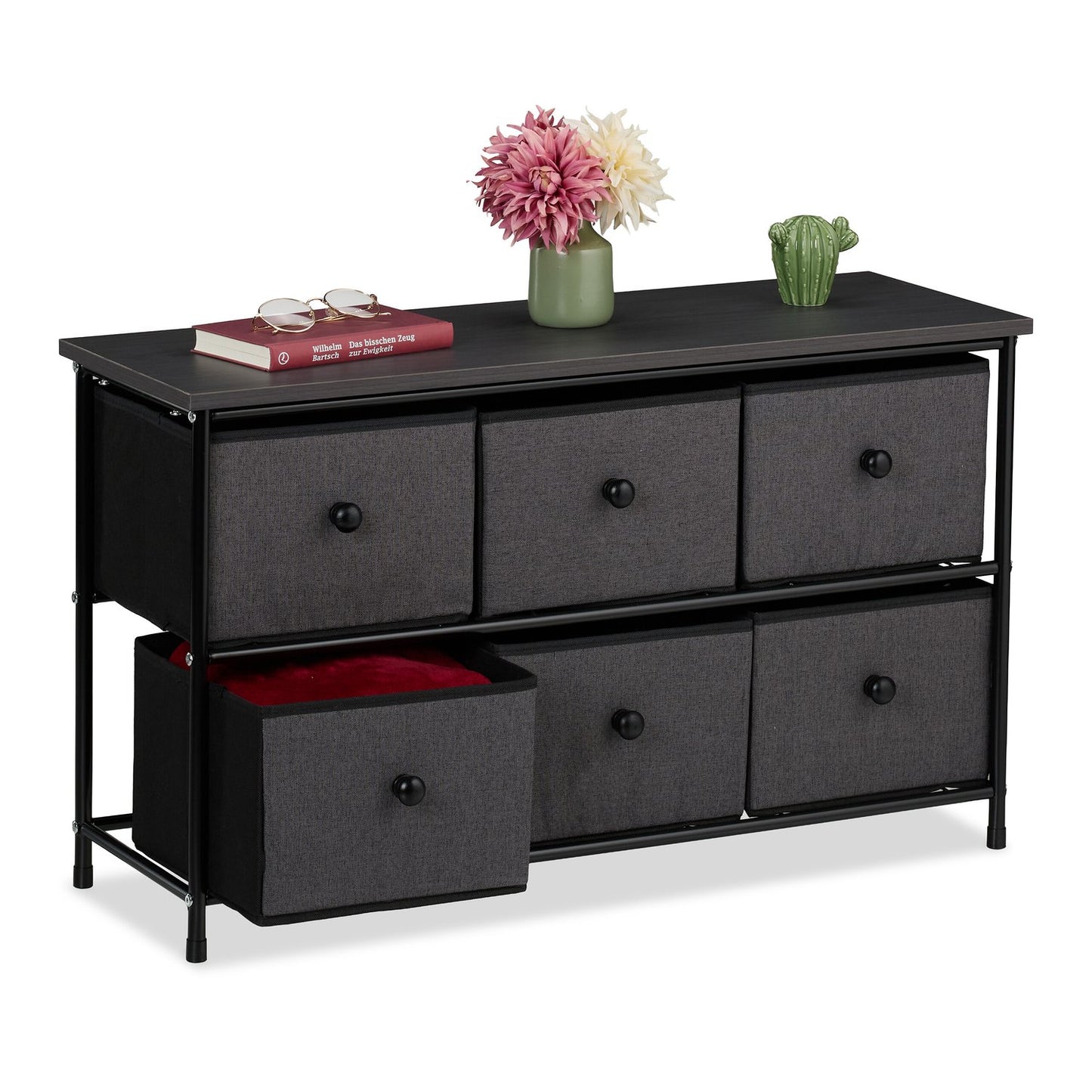 Sideboard with 6 Drawers – Metal Frame, Fabric Storage
