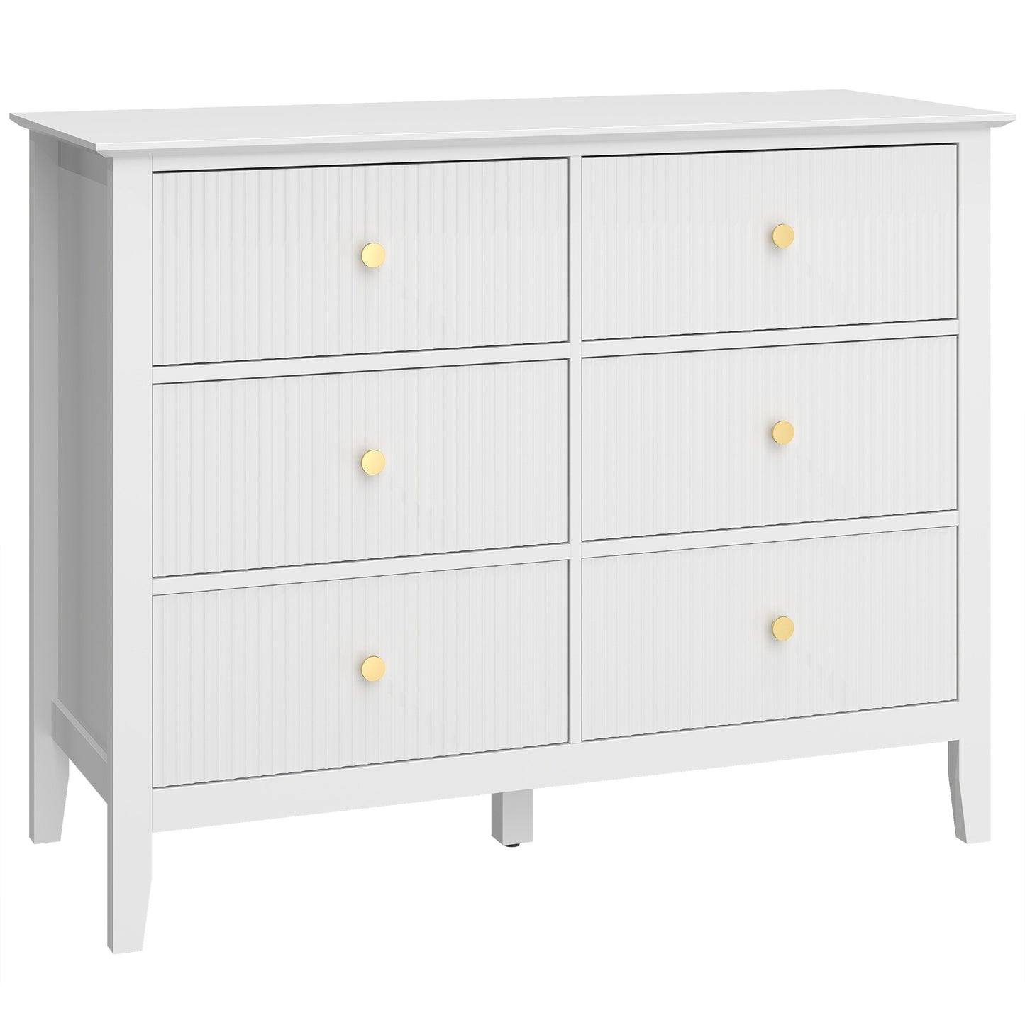 Sideboard with 6 Drawers, White, 100 x 40 x 78 cm