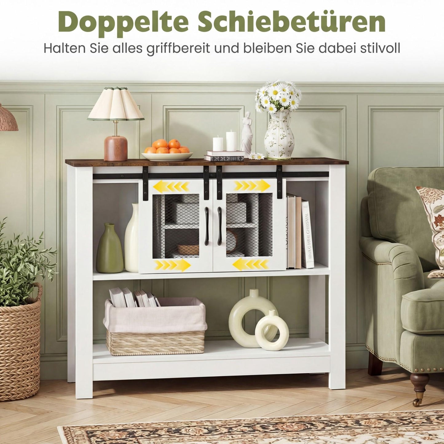 Sideboard with Adjustable Shelves and Sliding Doors