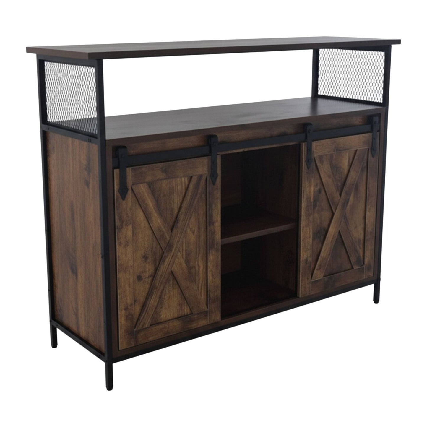 Sideboard with Sliding Barn Doors – Rustic Storage Cabinet